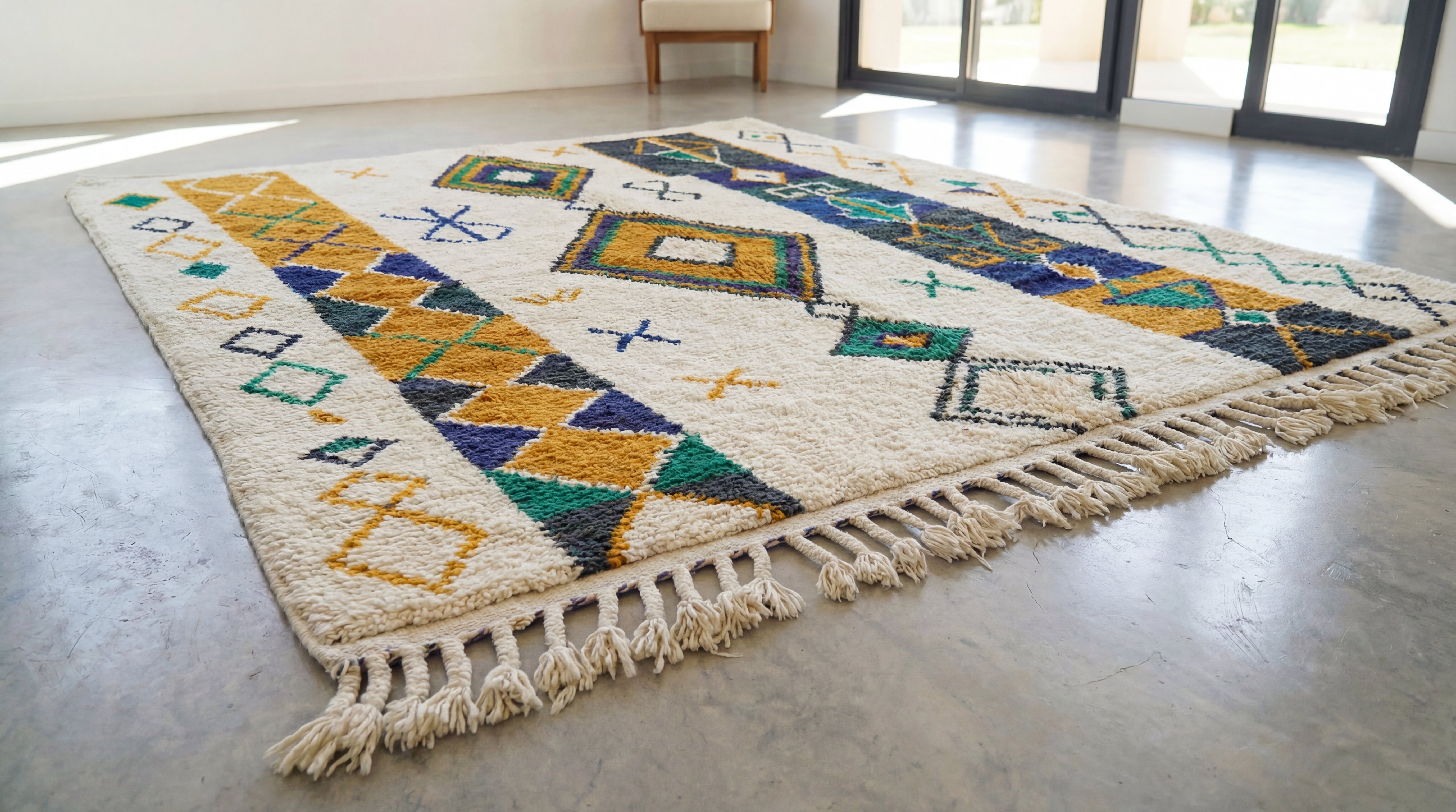 Abstract Azilal Moroccan Rug – Authentic Handmade Berber Wool Carpet